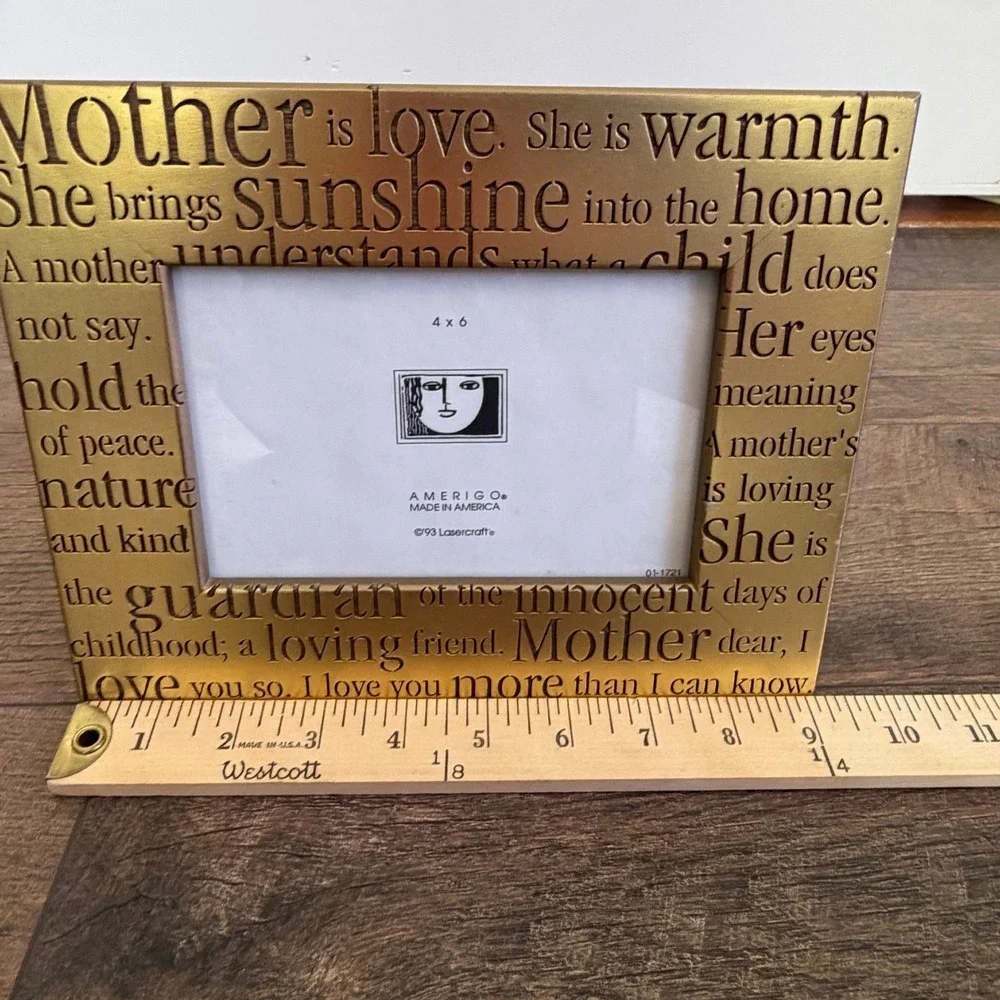 Mother Poem 4x6‎ Picture Frame Lasercraft Amerigo Gold 1993
